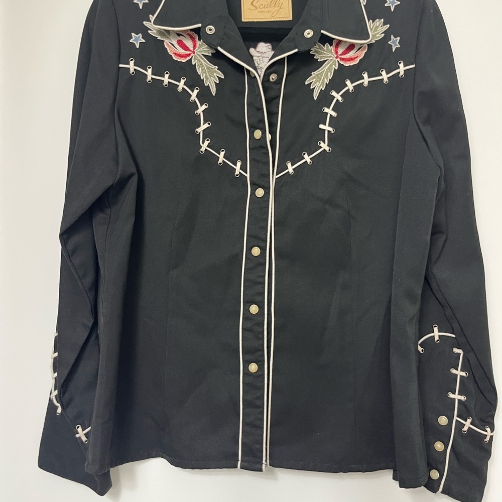 Scully Black Western Shirt with Embroidery